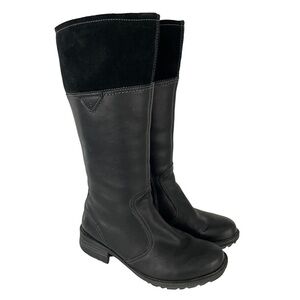 Josef Seibel Tall Leather Winter Boots Women’s 6-6.5 Black Suede Lined Side Zip